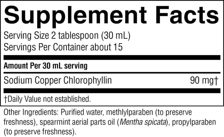 Liquid Chlorophyll - Immunity Support, Detox & Cleanse, Chlorophyll Liquid Drops with Spearmint Oil, Natural Energy Boost, Internal Deodorant - 16 Fl Oz