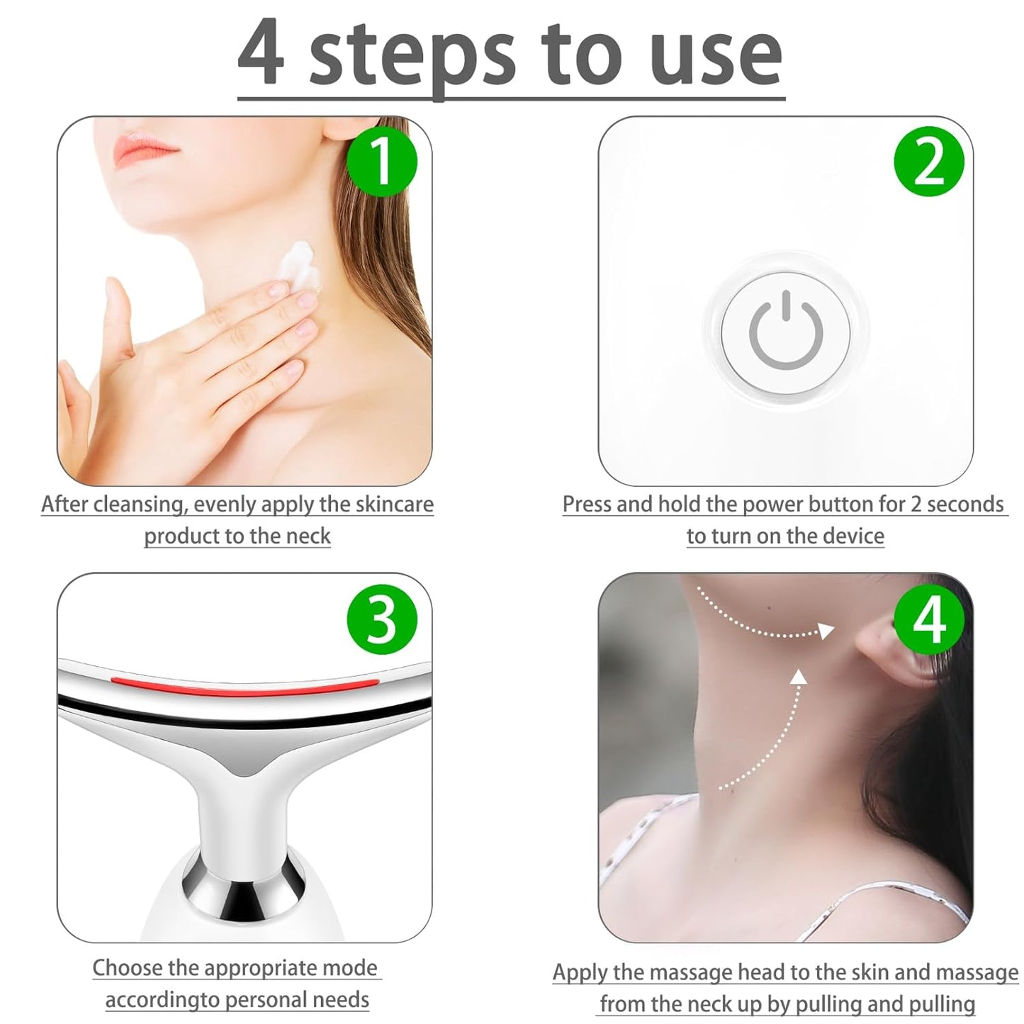 Face Neck Beauty Device, 7 Color Led Face Neck Massager,Multifunctional Facial Skin Care Tool, Ideal for Home Skin Care