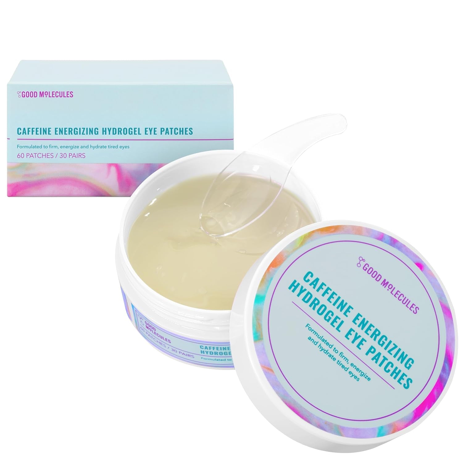 Caffeine Energizing Hydrogel Eye Patches - Eye Mask with Hyaluronic Acid Hydrate and Reduce Puffiness - Pack of 30, Skincare for Face