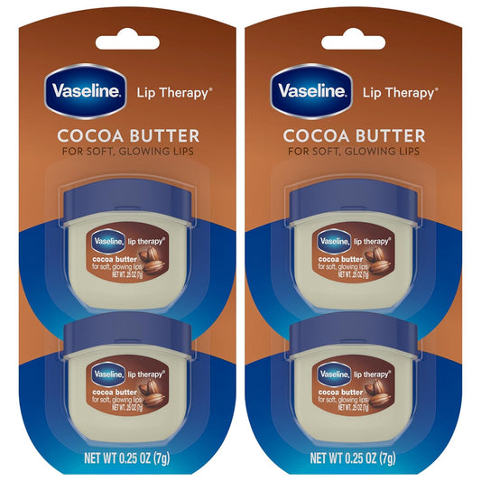 Lip Therapy Cocoa Butter 4-Pack – Mini Lip Balms for Soft, Glowing Lips, 0.25 Oz Ea