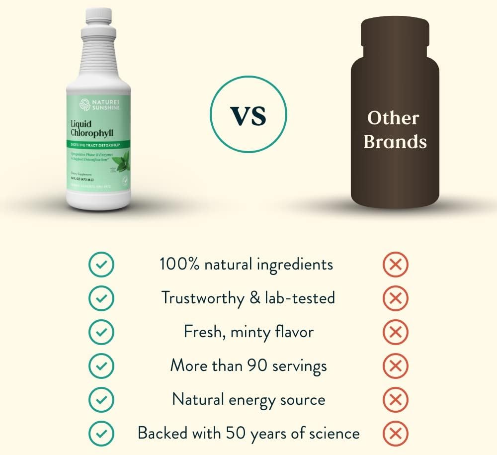 Liquid Chlorophyll - Immunity Support, Detox & Cleanse, Chlorophyll Liquid Drops with Spearmint Oil, Natural Energy Boost, Internal Deodorant - 16 Fl Oz