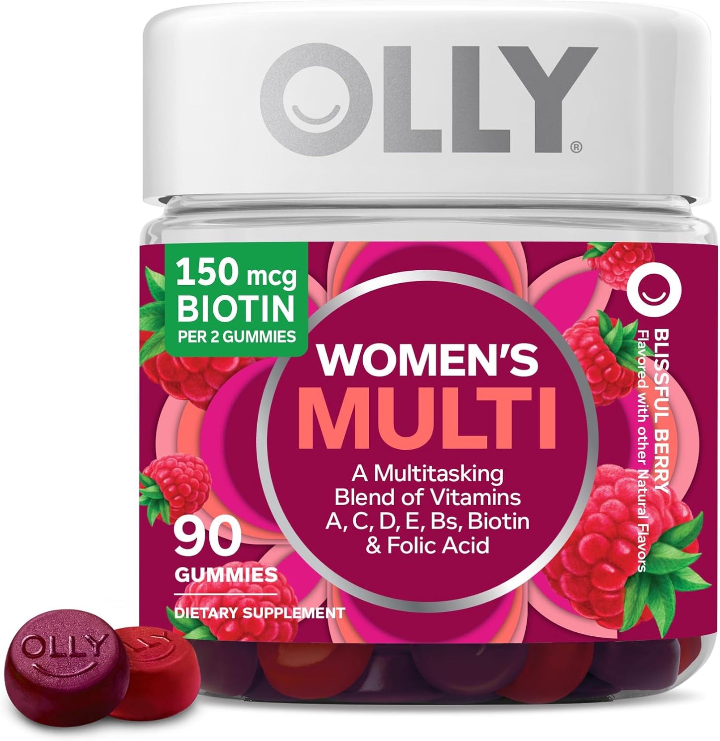 Women'S Multivitamin Gummy, Vitamins A, D, C, E, Biotin, Folic Acid, Adult Chewable Vitamin, Berry Flavor, 45 Day Supply - 90 Count