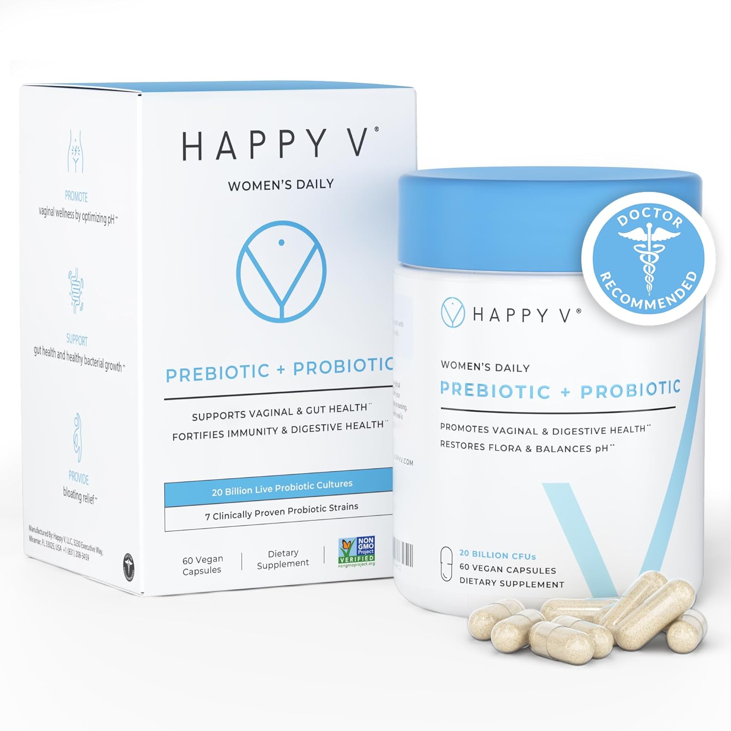 Dr. Formulated Vaginal Probiotics for Women Odor & Itch Support, Urinary & Gut Health, Ph Balance | Womens Daily Probiotic with Patented Prebiotics & Lactobacillus for Feminine Wellness