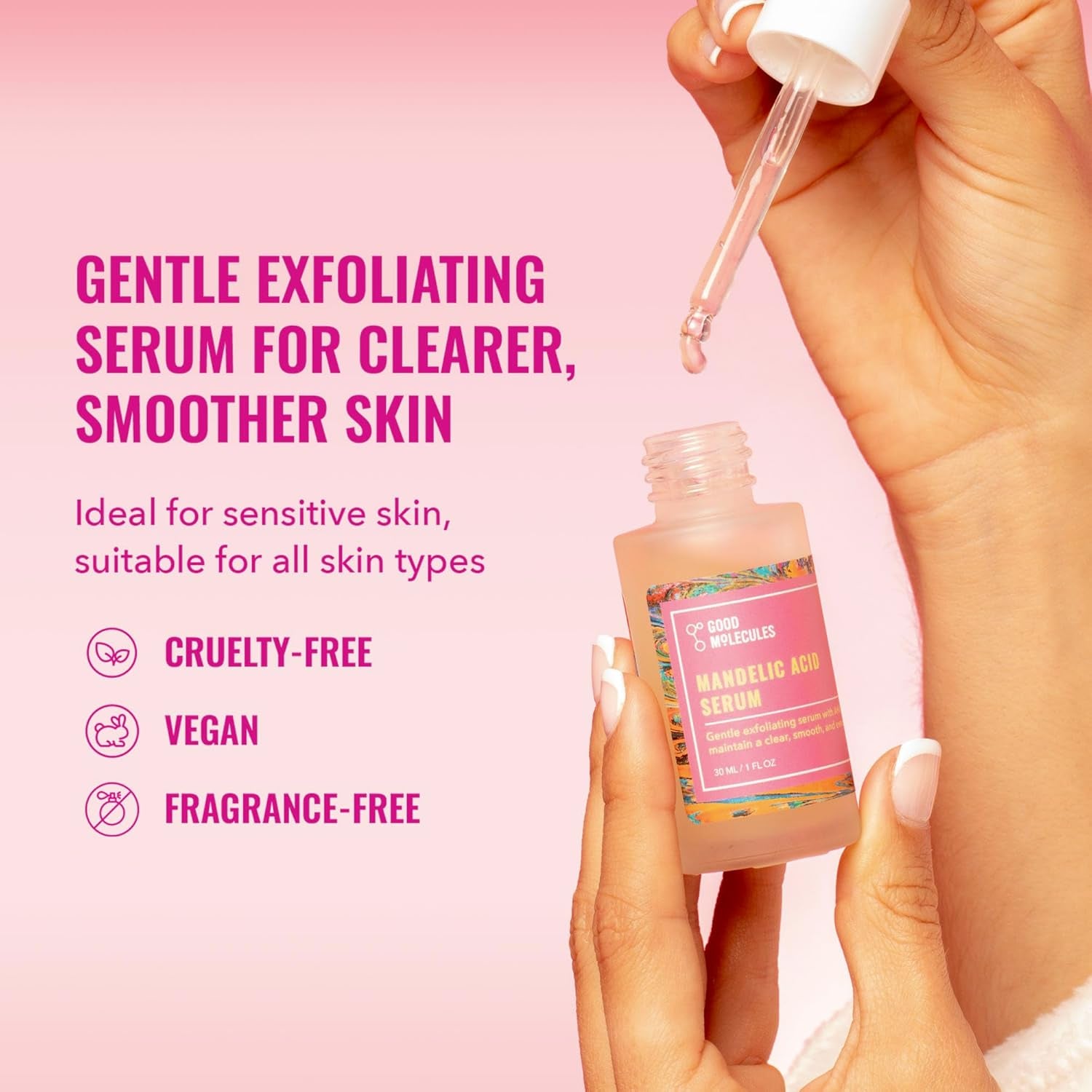 Mandelic Acid Serum - Gentle Face Exfoliator Serum with Ultra Hydrating Hyaluronic Acid - Exfoliating Phas to Brighten Skin - Skin Care for Face