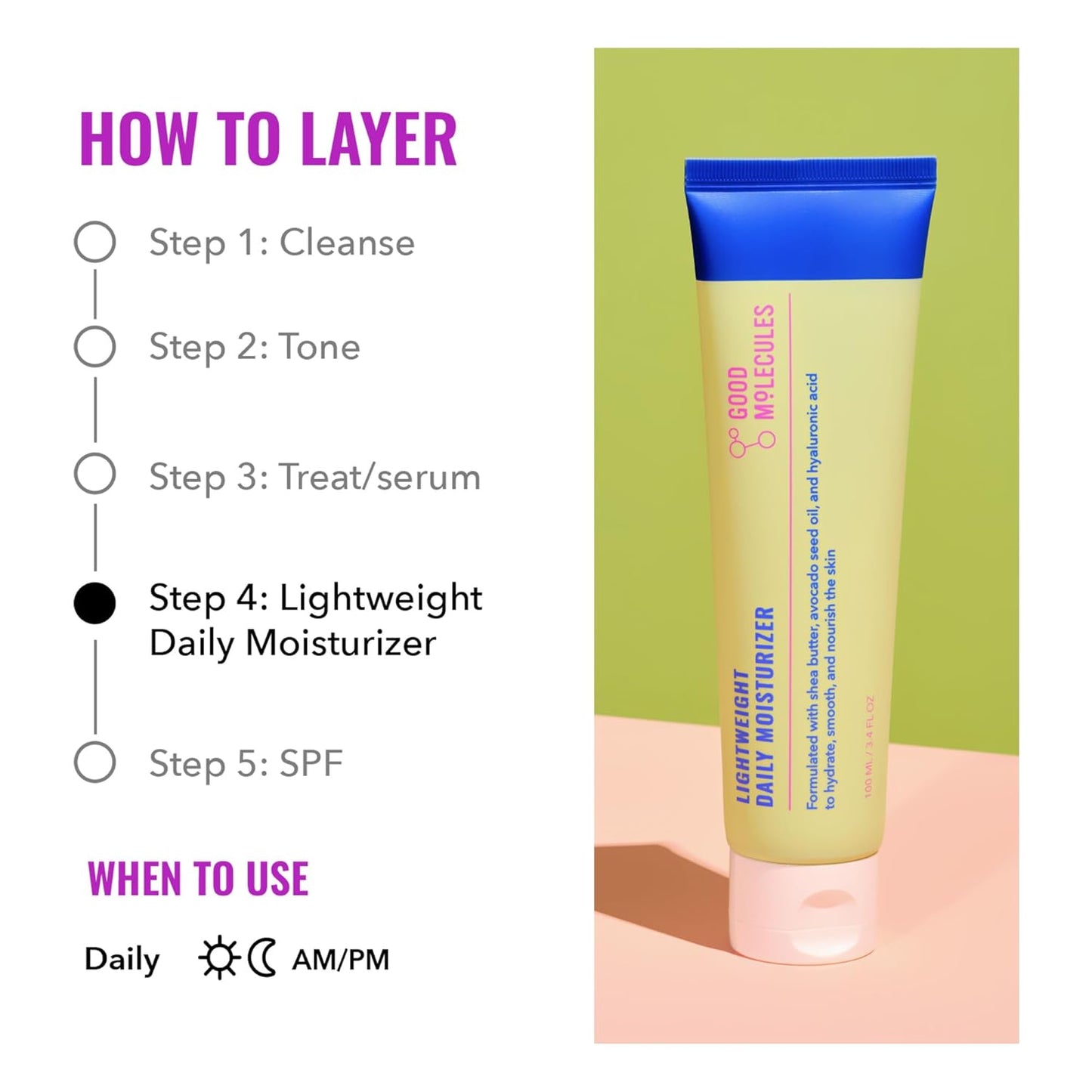 Lightweight Daily Moisturizer - Non-Greasy Face Moisturizer with Shea Butter and Hyaluronic Acid for Deep Hydration - Face Lotion, Skin Care for Face