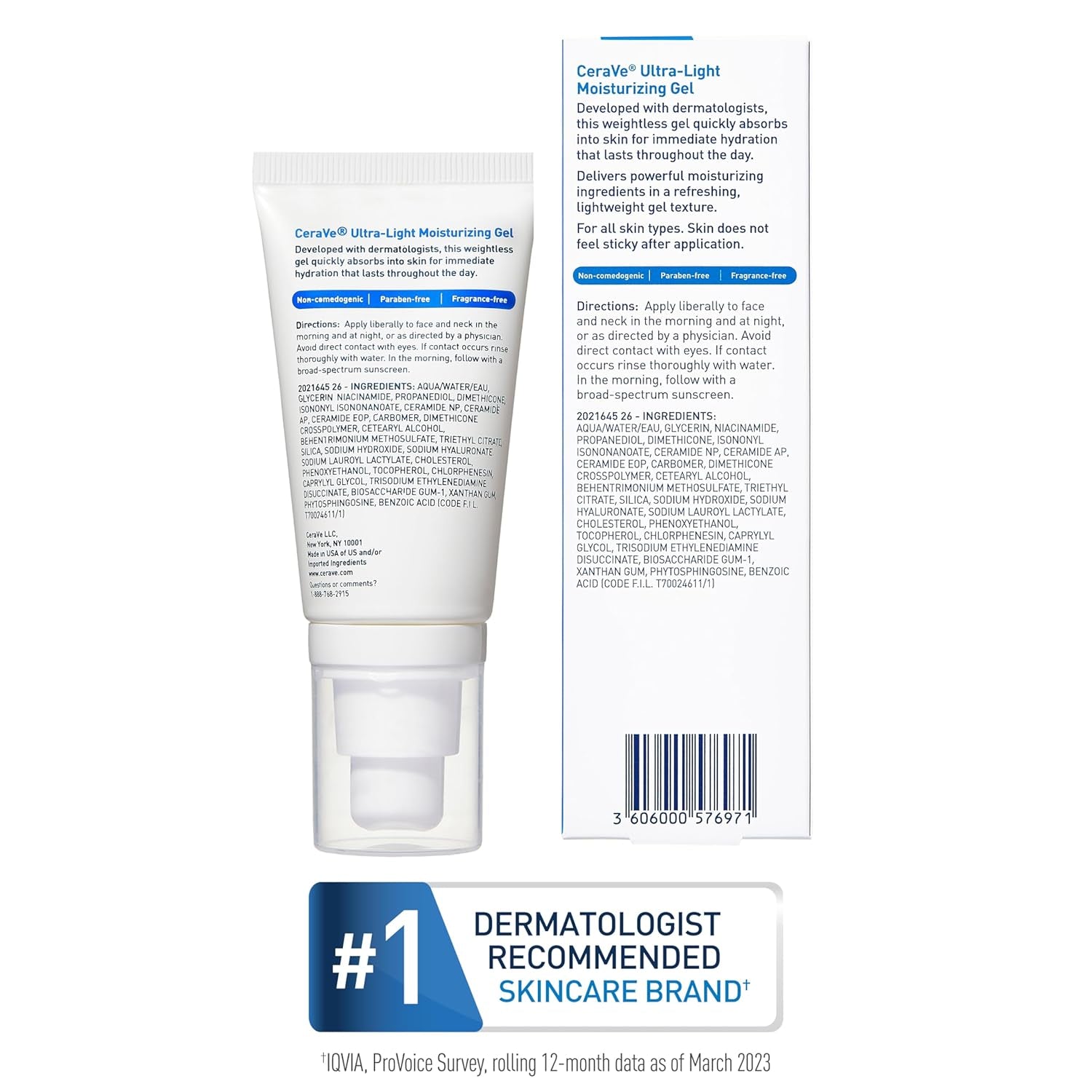 Ultra-Light Moisturizing Gel, Hydrating Gel Face Moisturizer for Men & for Women with Ceramides, Niacinamide, Hyaluronic Acid, Fragrance Free, Oil-Free, Mattifying Moisturizer, 1.75 FL Oz