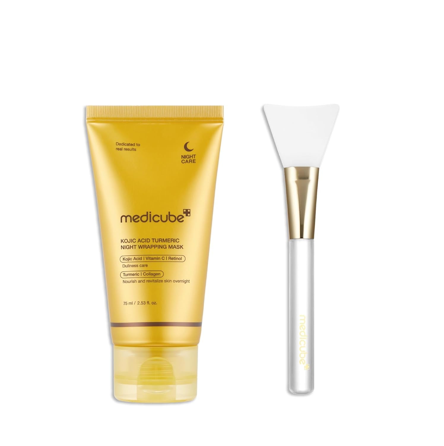 Overnight Glow Duo for Uneven Skin Tone: Turmeric Overnight Wrapping Peel off Mask and Jelly Brush