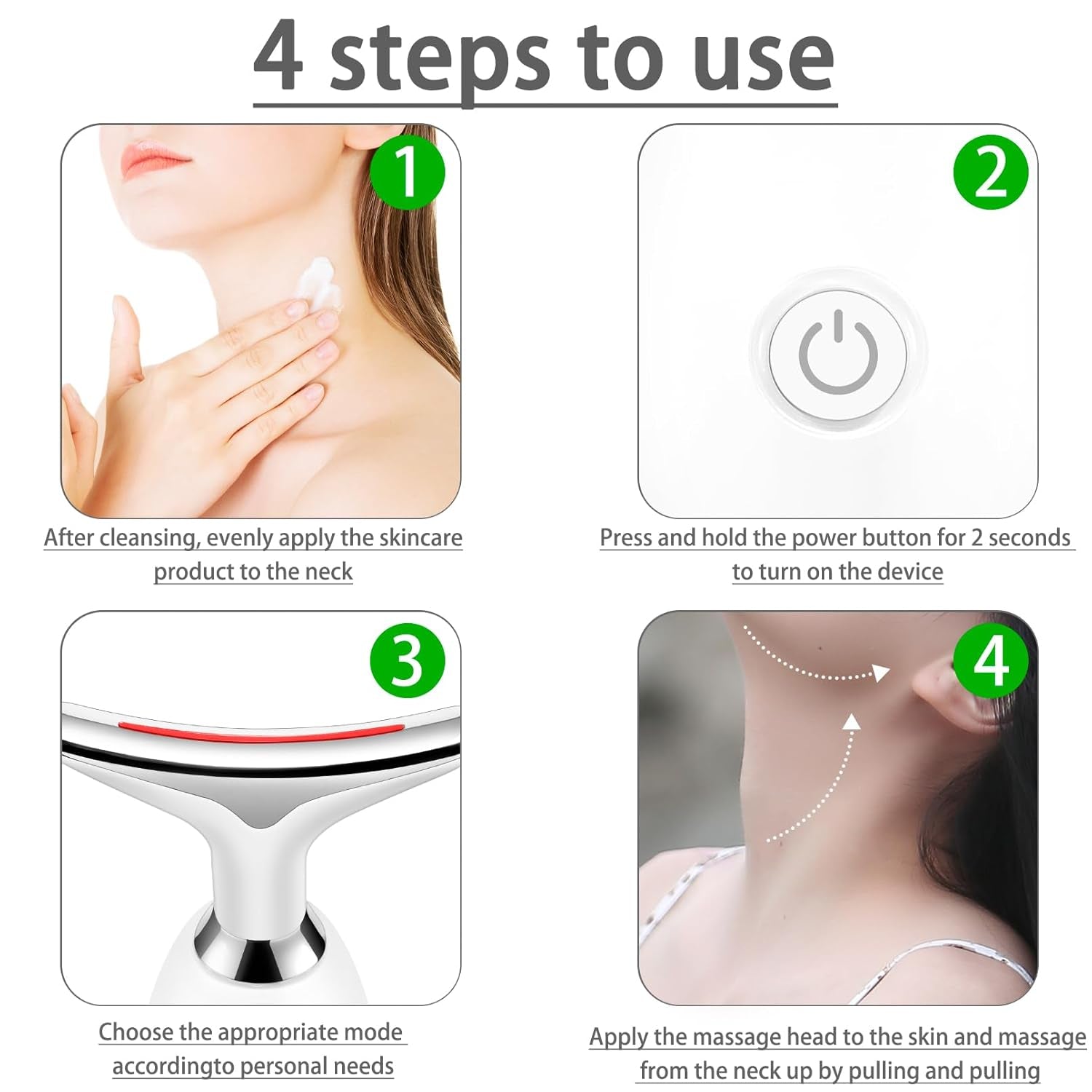 Face Neck Beauty Device, 7 Color Led Face Neck Massager,Multifunctional Facial Skin Care Tool, Ideal for Home Skin Care