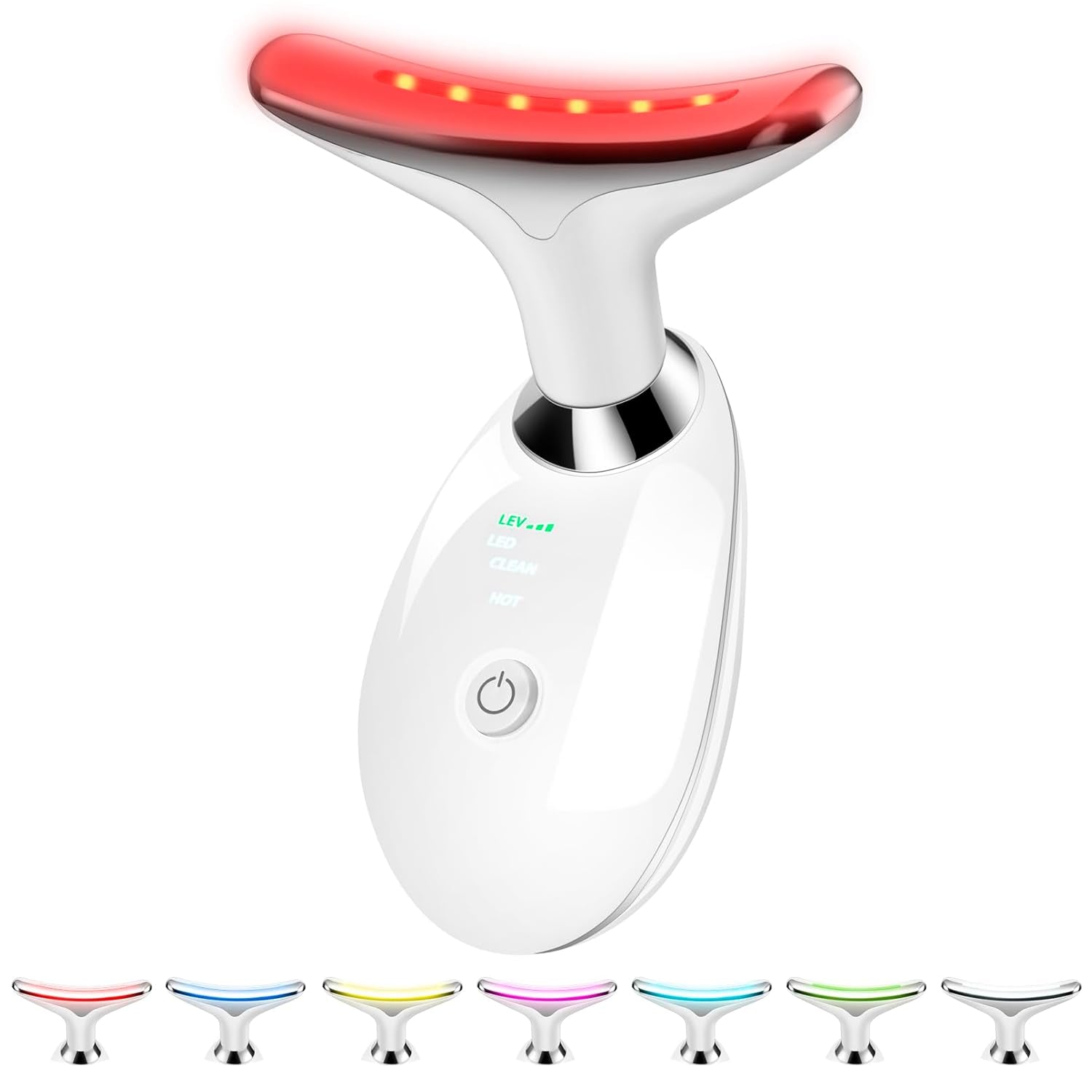 Face Neck Beauty Device, 7 Color Led Face Neck Massager,Multifunctional Facial Skin Care Tool, Ideal for Home Skin Care